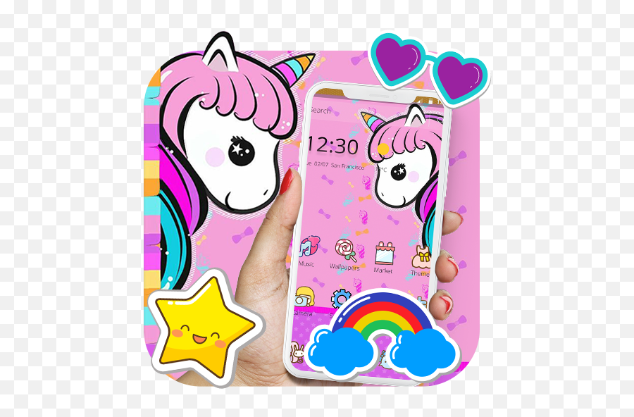 Cute Pink Cartoon Unicorn Theme - Apps En Google Play Cartoon Emoji,Unicorn Emoji Android