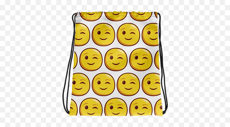 Wink Emoji Drawstring Bag Kcd - Smiley,Wink Smiley Emoji