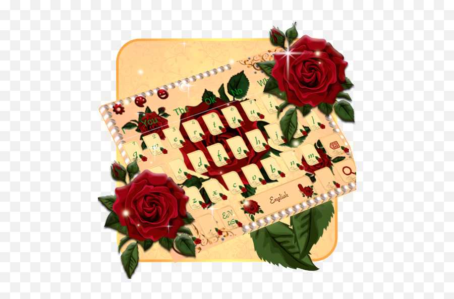 Red Rose Keyboard Theme - Garden Roses Emoji,Roses Emoticon