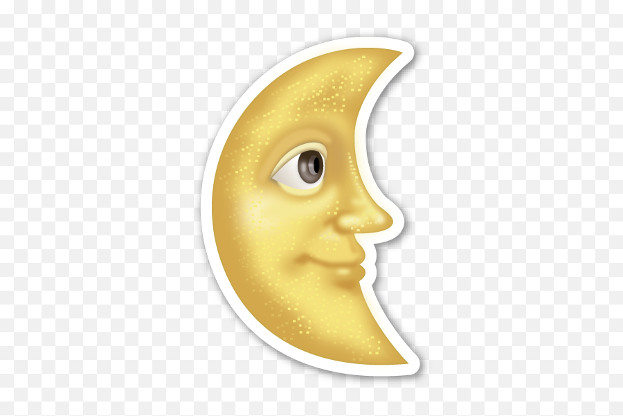 Last Quarter Moon With Face - Half Moon Emoji,Moon Face Emoji