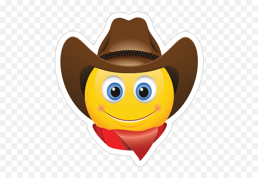 Cowboy With Bandana Brown Hat Emoji Sticker - Cowboy Emoji,What Is The Brown Emoji With Eyes