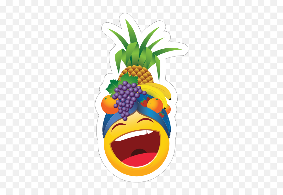 Cute Laughing With Fruit Hat Emoji Sticker - Fruit Hat Emoji,Laughing Emoji Hat