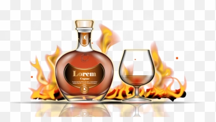Alcohol Vector Cognac Bottle Liquor - Brandy Glass Png Emoji