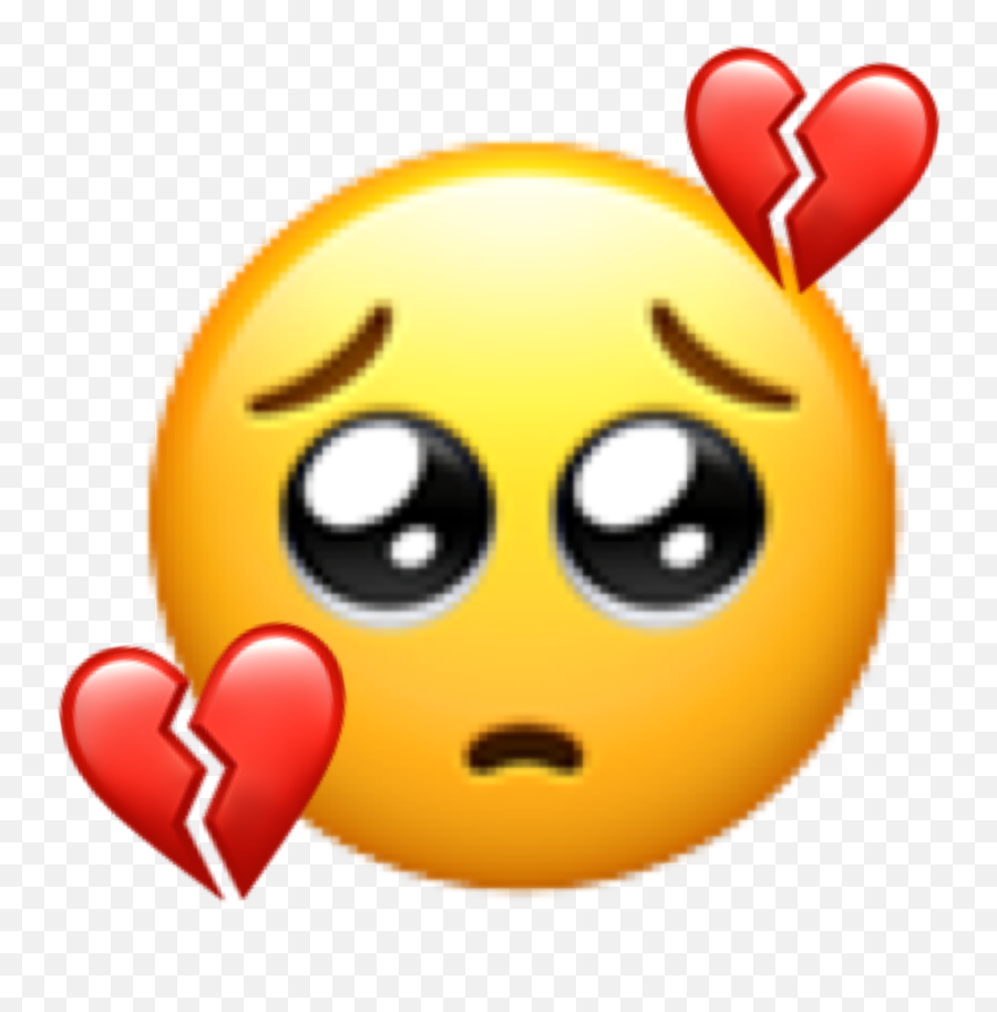Sad Emoji Broken Emojiiphone Sticker By Bobatea - Puppy Eyes Emoji Meme,Sad Emoji