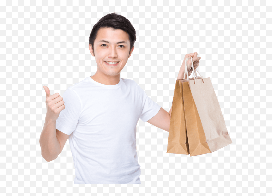 Download Hd Man Carrying Shopping Bags And Giving Thumbs Up - Man With Shopping Bags Png Emoji,Shopping Bags Emoji