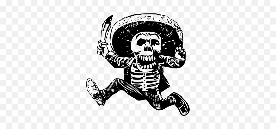 Skeleton Wearing A Sombrero - Jose Guadalupe Posada Png Emoji,Skull Gun Knife Emoji