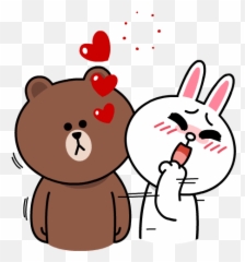 Brown Cony Sweet Love - Line Friends Brown And Cony Emoji,Bear Hug Emoji