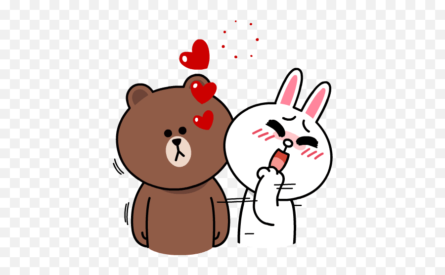 Brown Cony Sweet Love - Line Friends Brown And Cony Emoji,Bear Hug Emoji