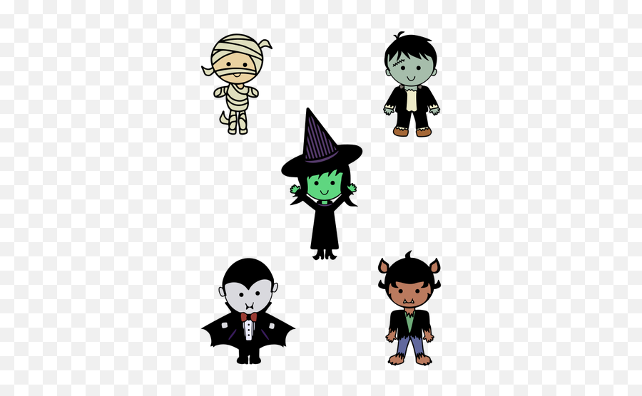 Classic Halloween Monsters Image - Cute Halloween Clipart Black And White Free Emoji,Halloween Costume In Emoji