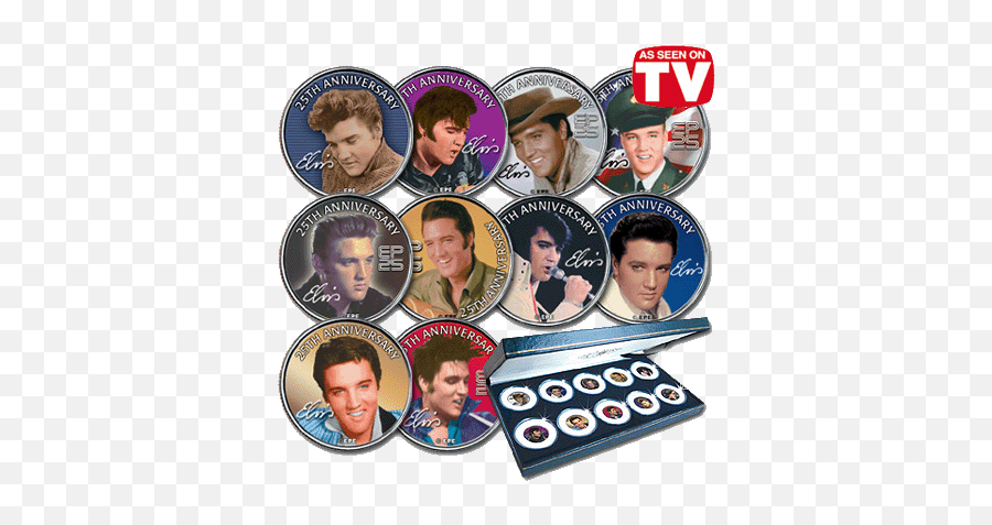 25th Anniversary Of Elvis Presley 10 Coin Set Elvis - Elvis Presley Emoji,Coins Emoji