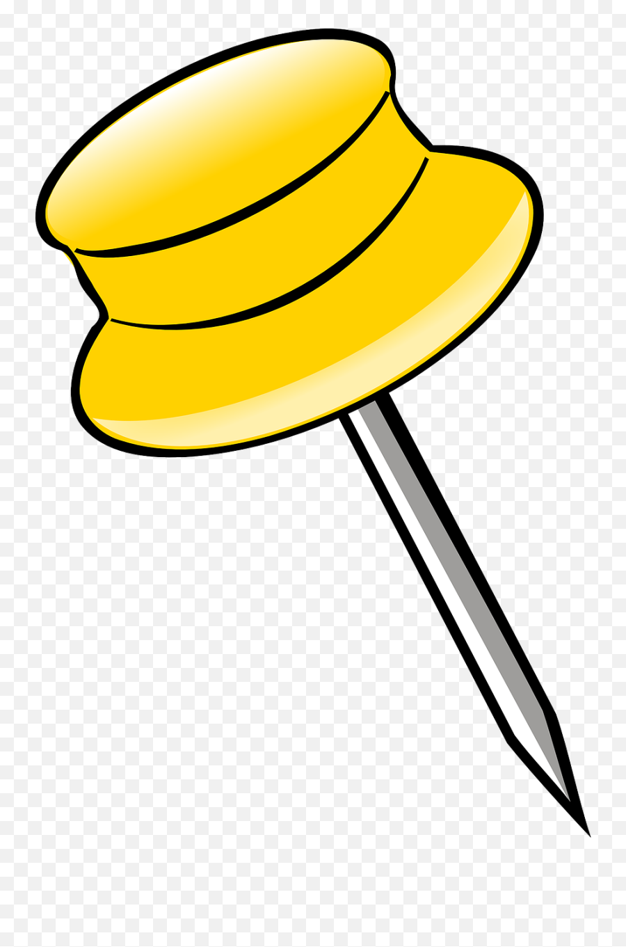 Push Pin Yellow Pin Office Notice - Pin Clipart Black And White Png Emoji,Safety Pin Emoji