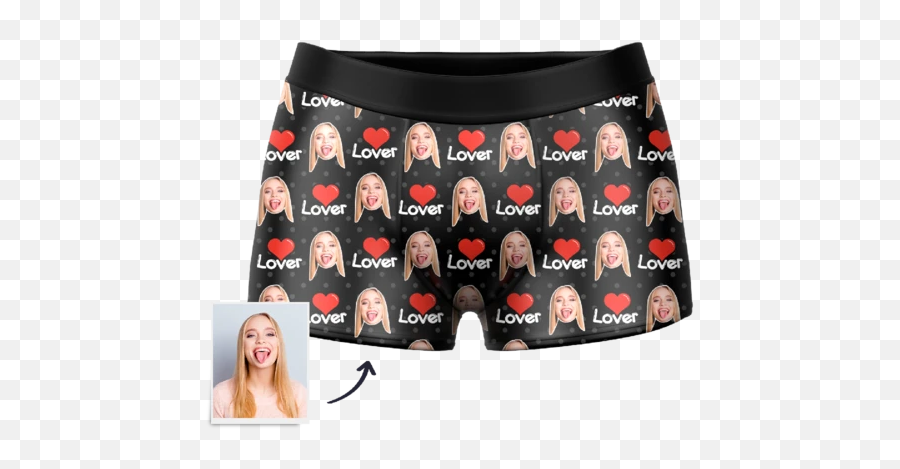 Custom Couple Underwear For Valentineu0027s Day - Customphotosocksuk Underwear With My Face Emoji,Panties Emoji
