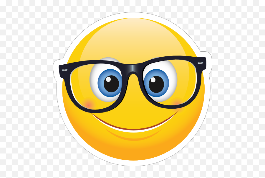 Cute Crooked Glasses Emoji Sticker - Cute Emoji With Glasses,Emoji With Glasses