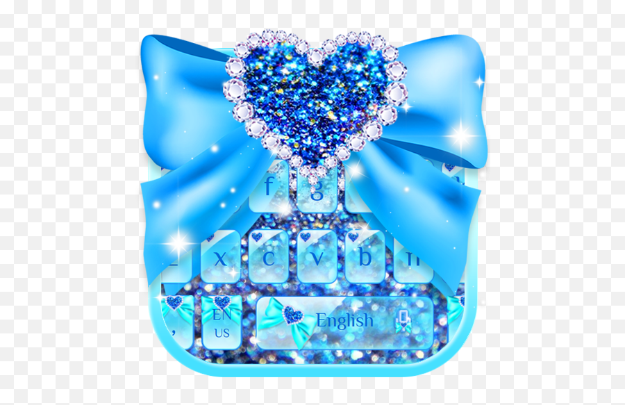 Blue Diamond Ribbon Keyboard Theme - Heart Emoji,Blue Ribbon Emoji