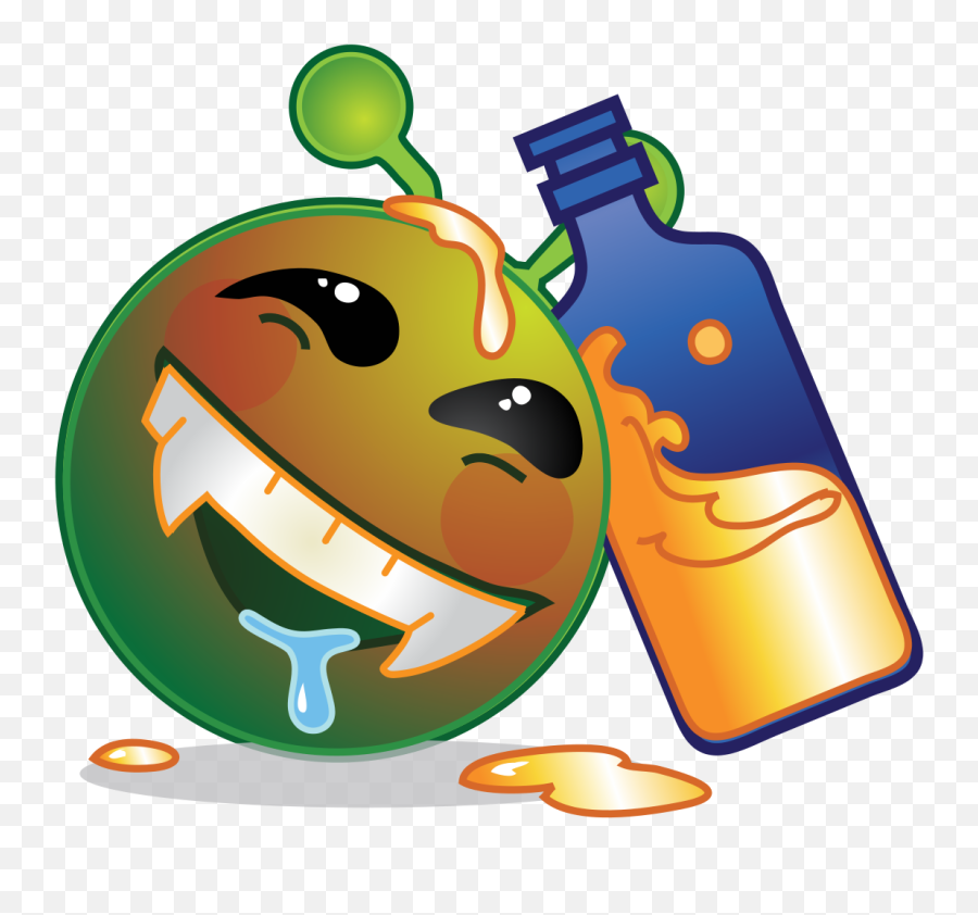 Smiley Green Alien Drunk Happy - Smiley Green Alien Png Emoji,Emoticones