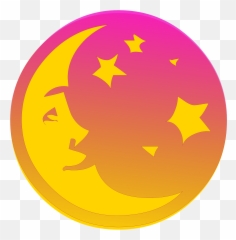 Moon Face And Stars - Hand Embroidery Pattern Emoji