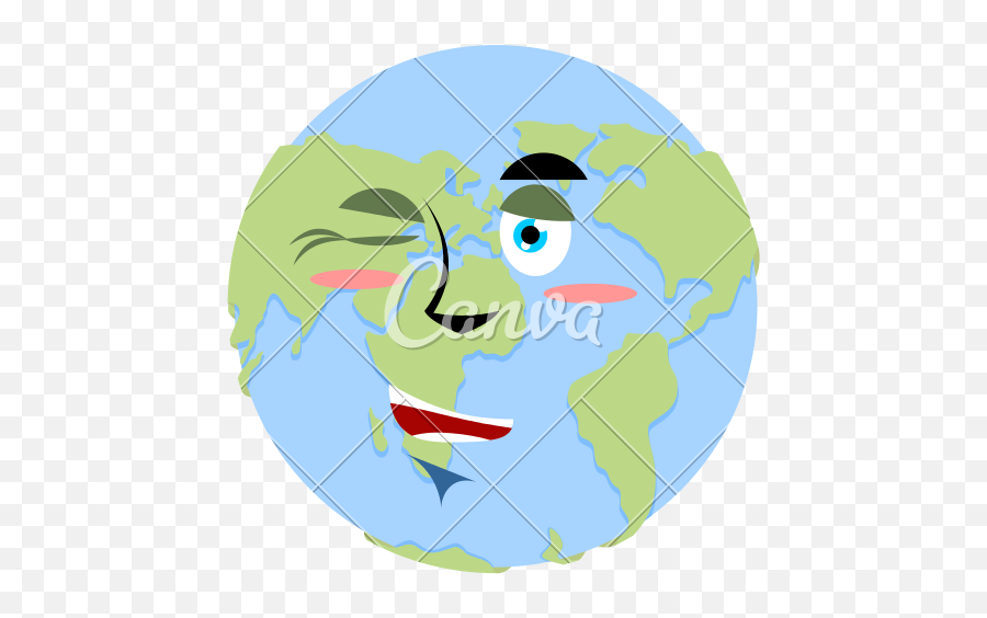 Earth Winking Emoji - Mundo Guiñando El Ojo,Earth Emoji