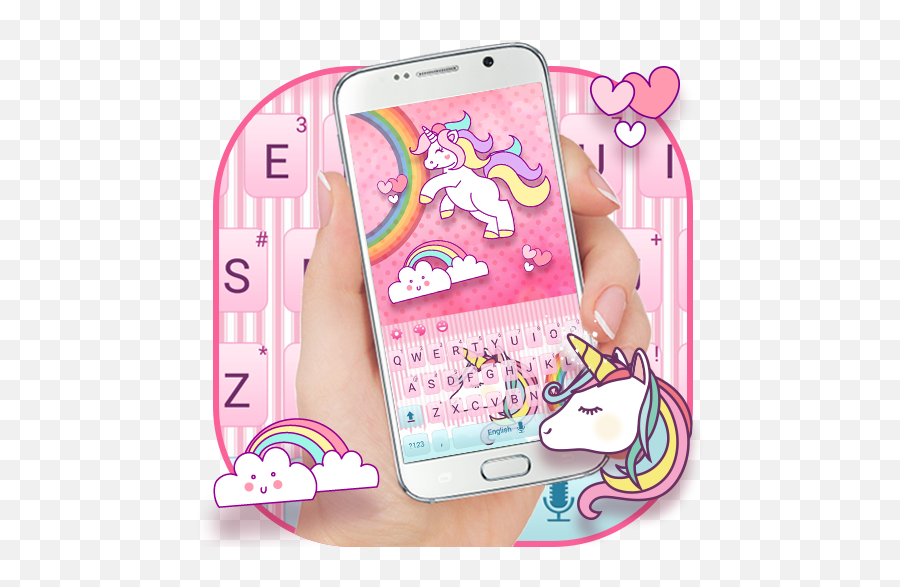 Cuteness Pink Rainbow Unicorn Keyboard - Mobile Phone Emoji,Unicorn Emoji Keyboard