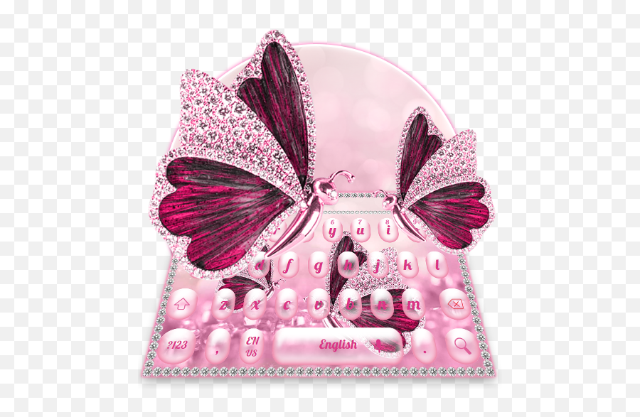 Download Pink Diamond Luxury Butterfly Keyboard For Android - Butterfly Emoji,Butterfly Emoji Android