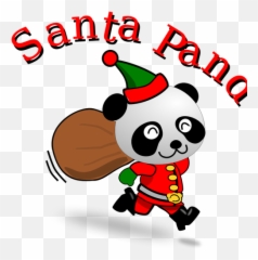 Running Santa Panda Vector Image - Emoji