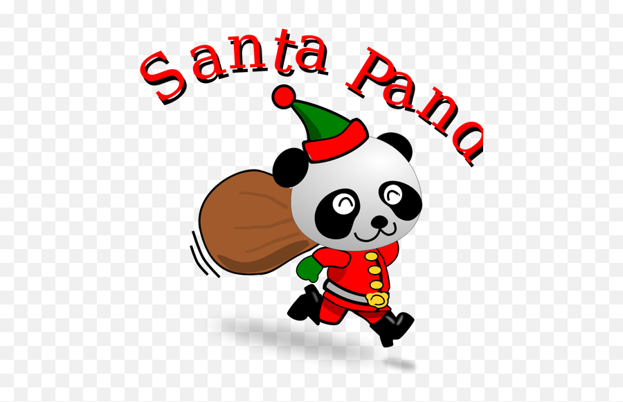 Running Santa Panda Vector Image - Panda Santa Emoji,Running Emoji Text