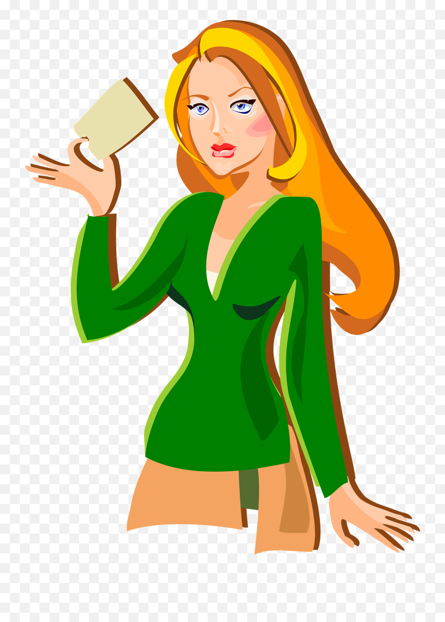 Redhead Woman Holding A Card Clipart Free Download - Lady Holding A Wallet Cartoon Emoji,Emoji Redhead