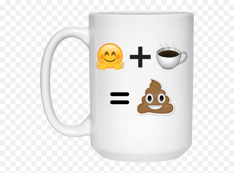 Happy Emoji Plus Coffee Equals Poop Emoji Mug - Poop Emoji Coffee Mug,Breast Emoji