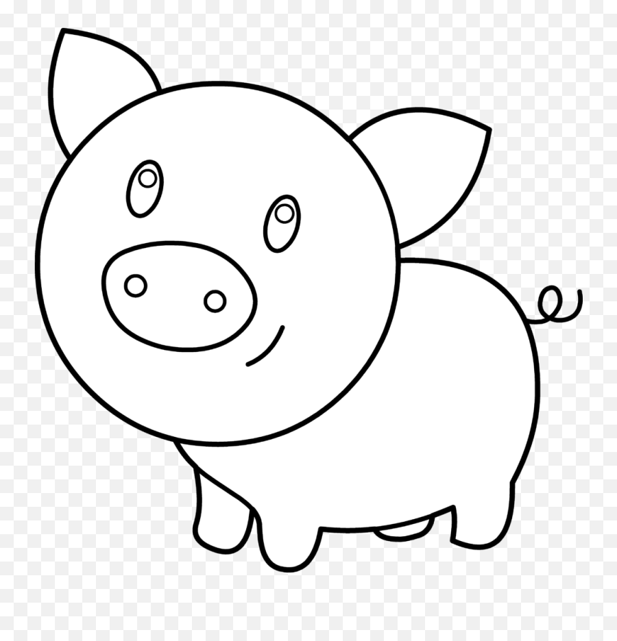 Pig Clipart Coloring - Clipart Black And White Pig Emoji,Pig Face Emoji