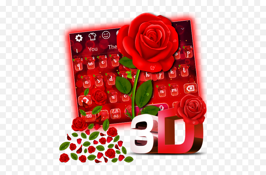Luxury Red Rose Keyboard - Floral Emoji,Rose Emoticons