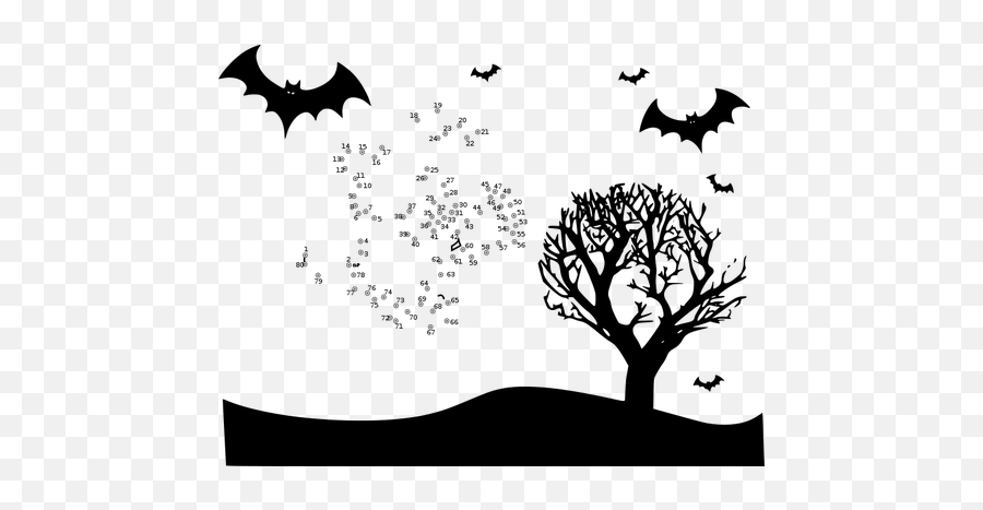 Witch In Sky Connect The Dots Vector - Halloween Landscape Clipart Emoji,Cheshire Cat Emoji