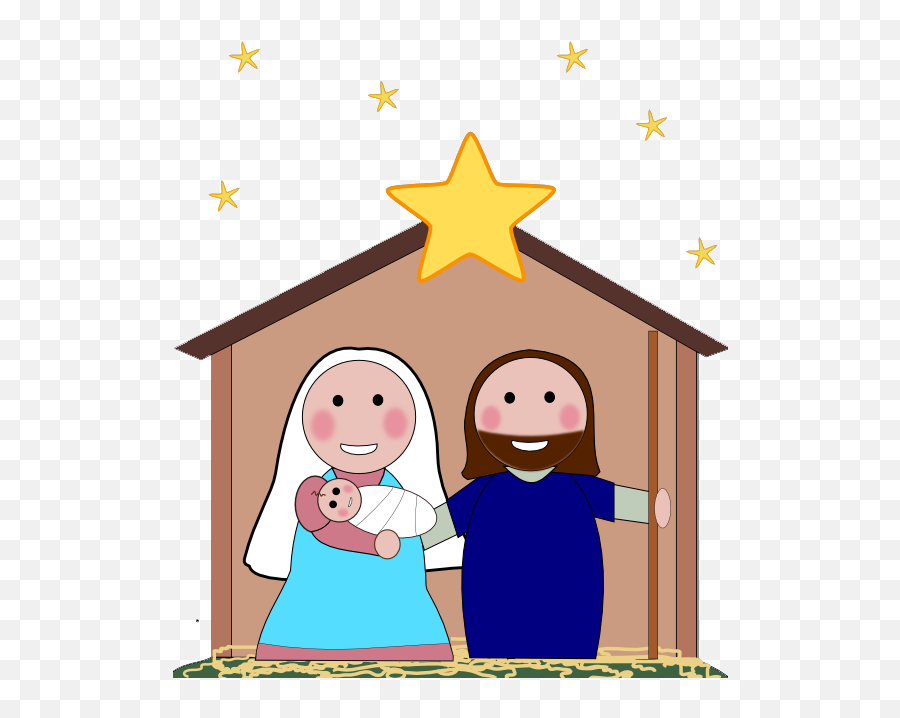 Free Nativity Clipart Silhouette Free - Cartoon Jesus Is Born Emoji,Nativity Emoji