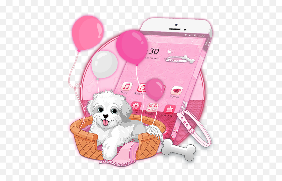 Pink White Puppy Theme - Dog Emoji,Maltese Emoji