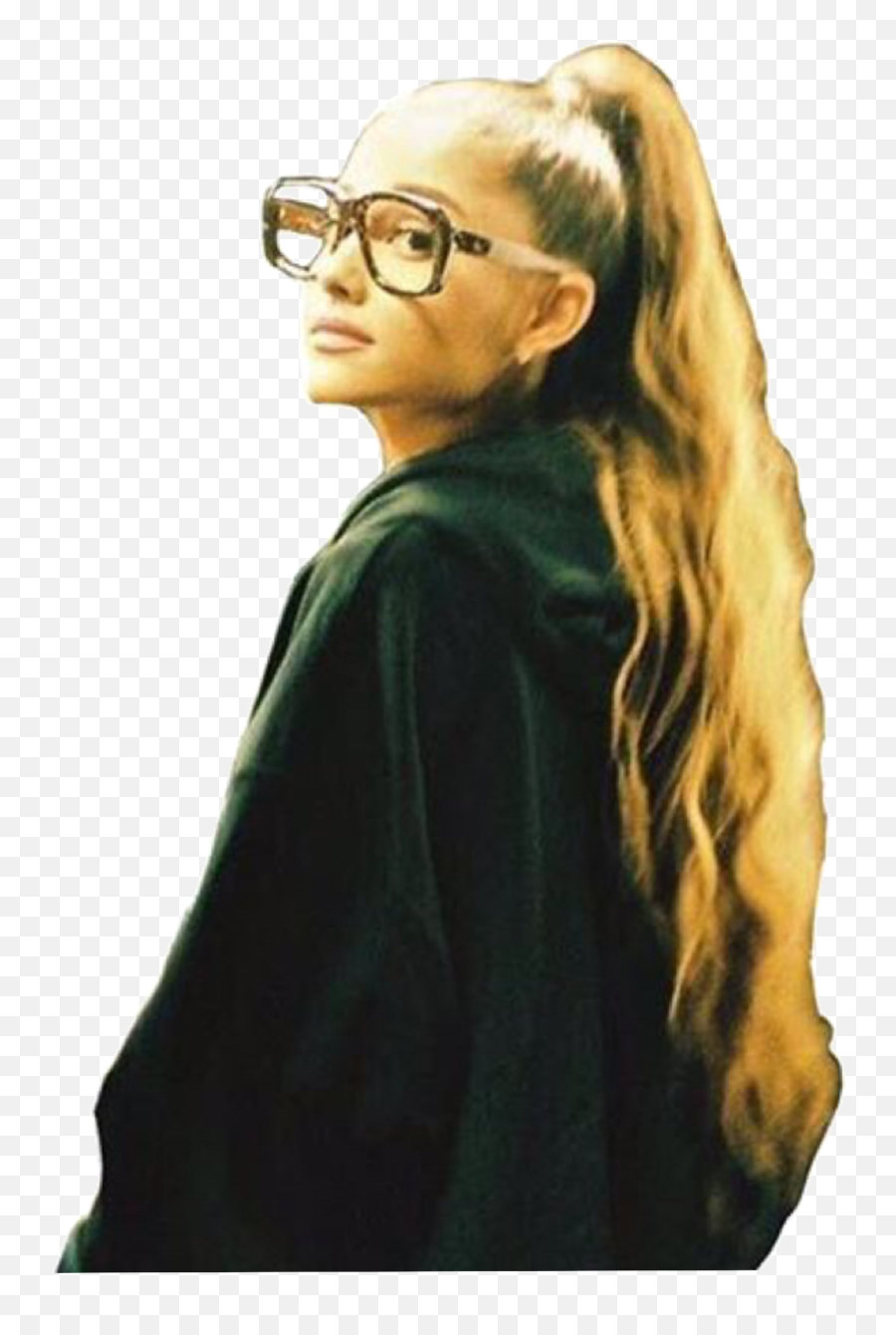 Ariana Grande Brown Ponytail Cute Nerd Glasses - Ariana Grande Transparent 2019 Emoji,Ariana Grande Emoji