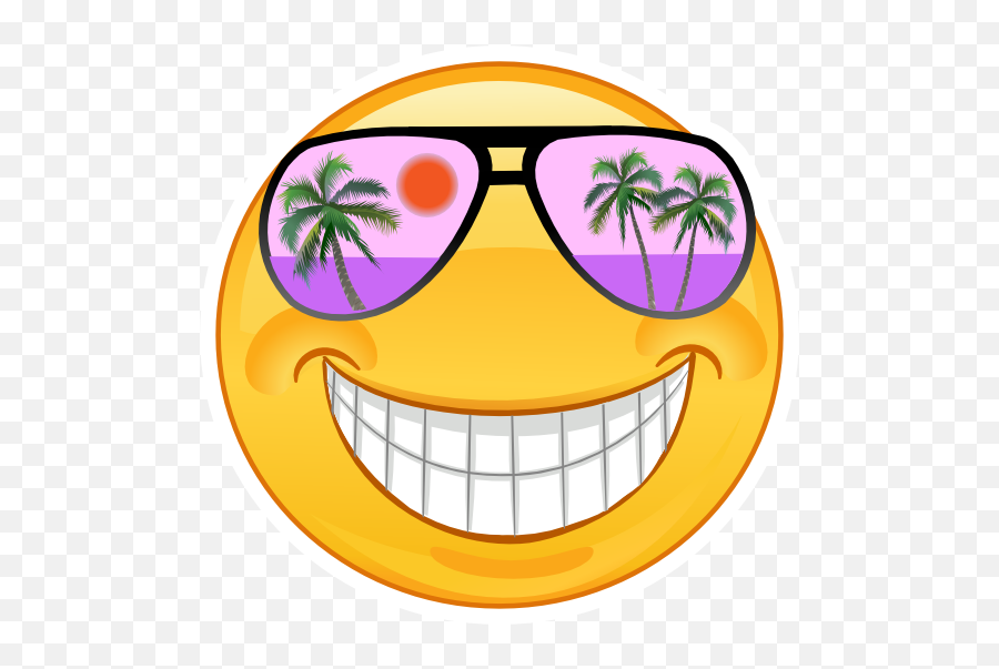 Crazy Cool Purple Sunglasses Smiling Emoji Sticker - Smiling Emoji,Sunglasses Emoji