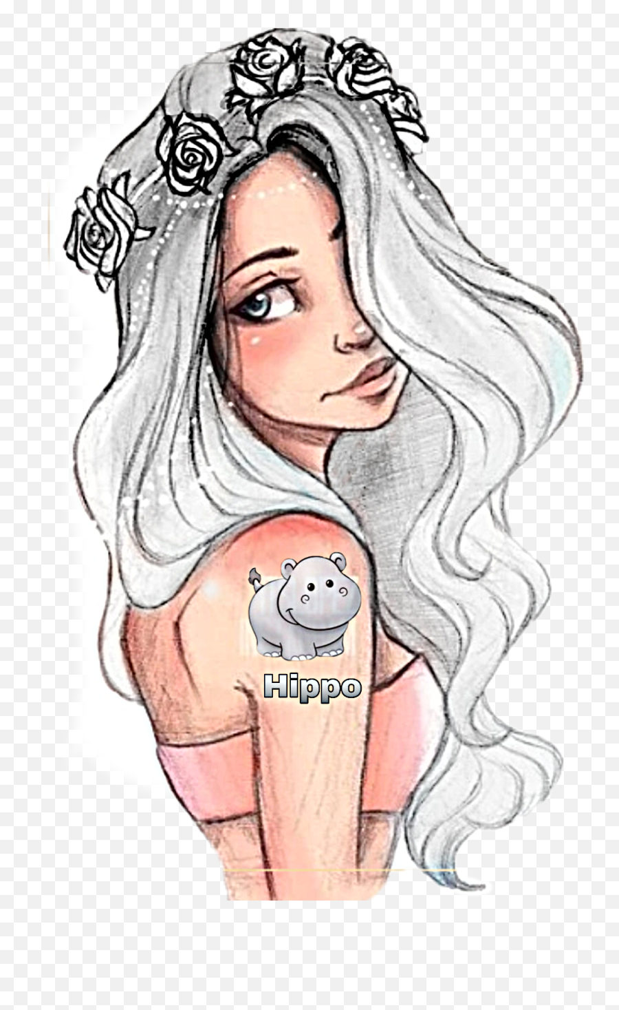 Hippopotamus Sticker Challenge - Drawing Teenage Girl Sketches Emoji,Hippo Emoticon