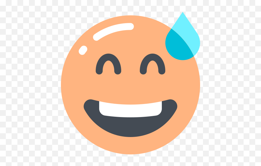 Grinning Face Sweat Emoji Free Icon - Emoji Pastel Icon,Sweat Emoji