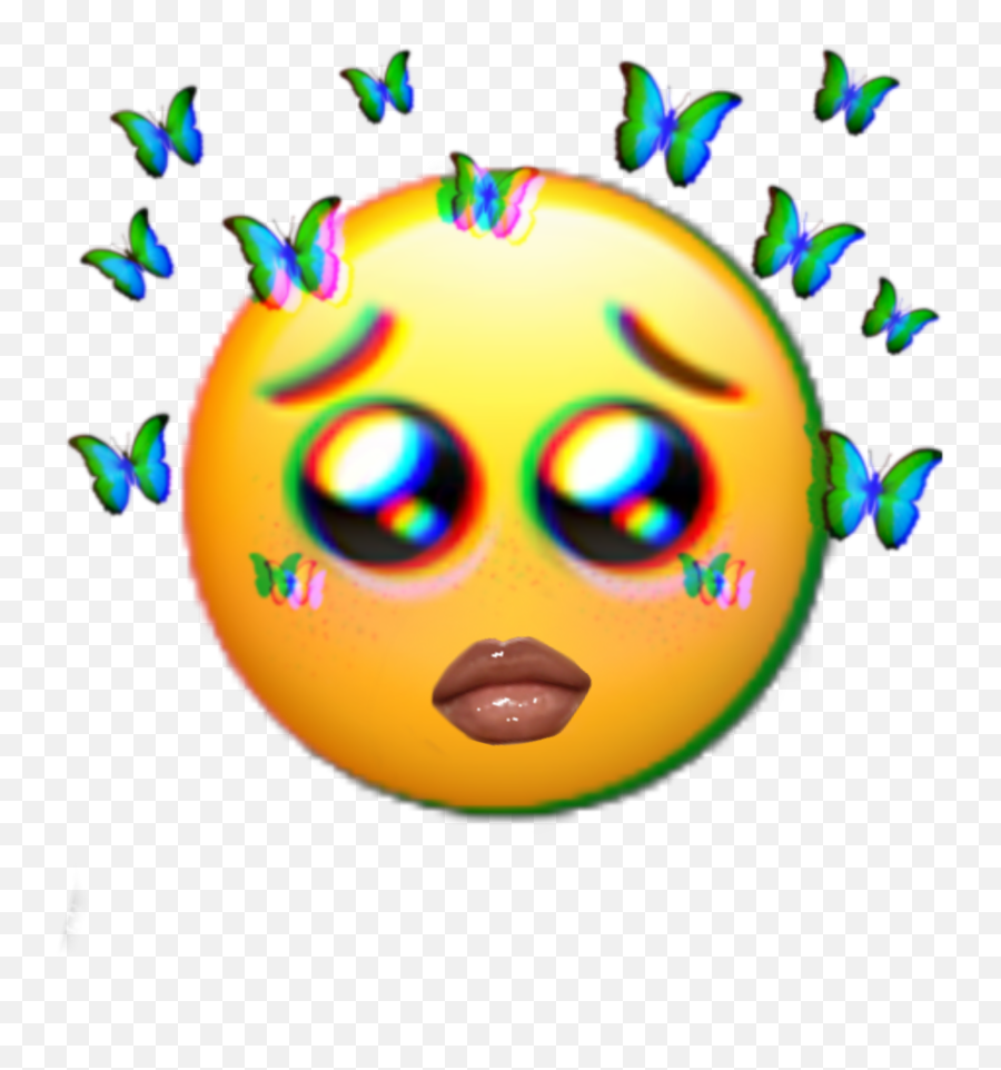 Emoji Emojis Emojisticker Sticker - Sad Emoji With Butterflies,Nail Emoji