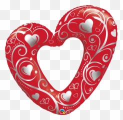 Hearts Filigree Red 42in Foil Balloon Emoji,Heart Emoji Balloons