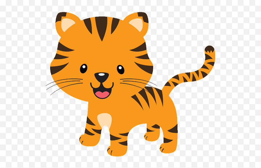 Baby Tiger Clipart 3 - Transparent Background Cute Animals Clipart Emoji,White Tiger Emoji