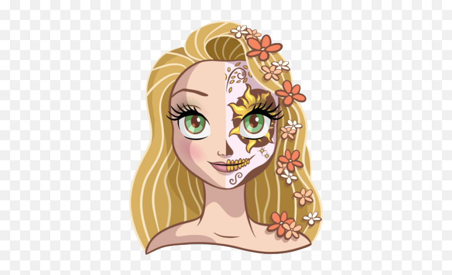 Rapunzel From Tangled Dessins Disney Personnage Halloween - Rapunzel Sugar Skull Emoji,Sugar Skull Emoji