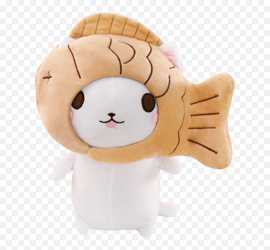 Cute Cartoon Pomfret Burn Hat Cat Plush Toy Dude - Strawberry Hat Cat Emoji,Emoji Plush Toy