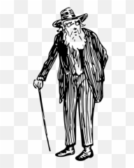Old Man With Cane Vector Image - Clipart Black And White Emoji