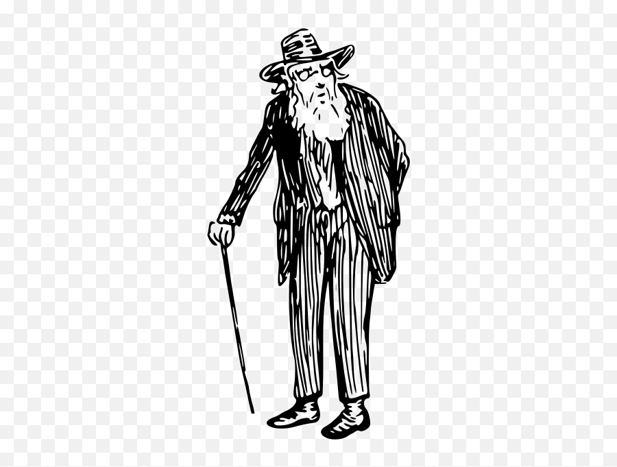 Old Man With Cane Vector Image - Old Man Clipart Black And White Emoji,Old Man With Cane Emoji