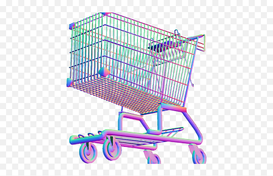 Ftestickers Holographic - Transparent Vaporwave Png Emoji,Emoji Shopping Cart