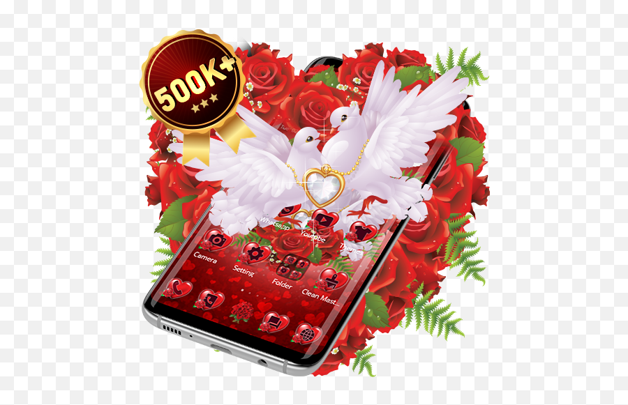 Red Rose Pigeon Heart Theme - Google Playu0027de Uygulamalar Emoji,Revolving Heart Emoji