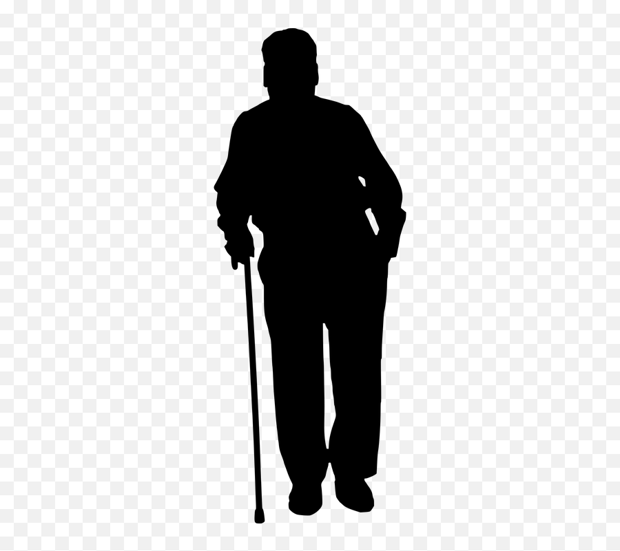 Silhouette Old Man Senior Walking - Silhouette Person Standing Png Emoji,Old Man With Cane Emoji