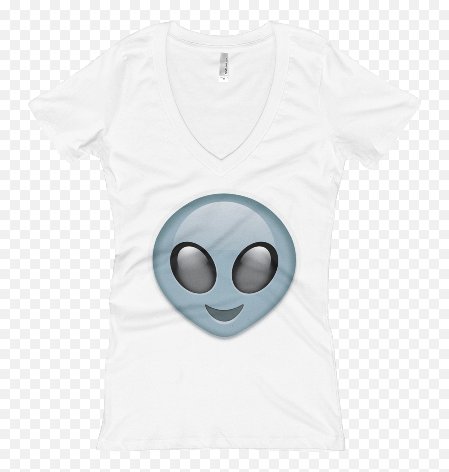 Download Hd Womenu0027s Emoji V - Neck Happy Alien Transparent Active Shirt,Emoji Alien
