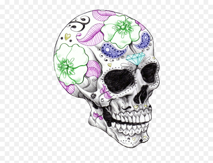 Drawing Trippy Skull Picture 1055916 Headache Clipart Tete - Side Sugar Skull Tattoo Emoji,Sugar Skull Emoji