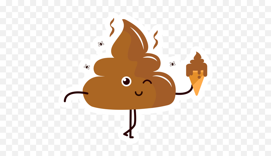 Poop With Ice Cream Sticker - Sticker Mania Feces Emoji,Icecream Emoji