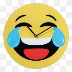 Glass Wall Clock With Laughing Smilie - Emoticon Emoji,Laughing Emoji